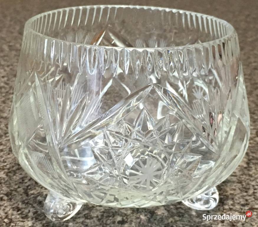 Duża kryształowa cukiernica pucharek na nóżkach Zastawa stołowa śląskie Ustroń