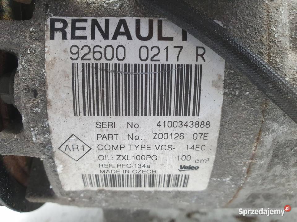 SPRĘŻARKA KLIMATYZACJI Renault Clio IV 09 TCe osobowe Kompresory klimatyzacji Chełm