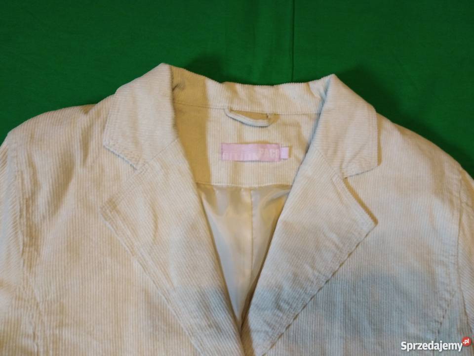 Wygodny jasny prążkowany bawełniany żakiet biały mazowieckie Warszawa