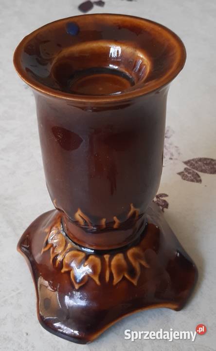 Stary ceramiczny świecznik z okresu PRLu Vintage Pruszków
