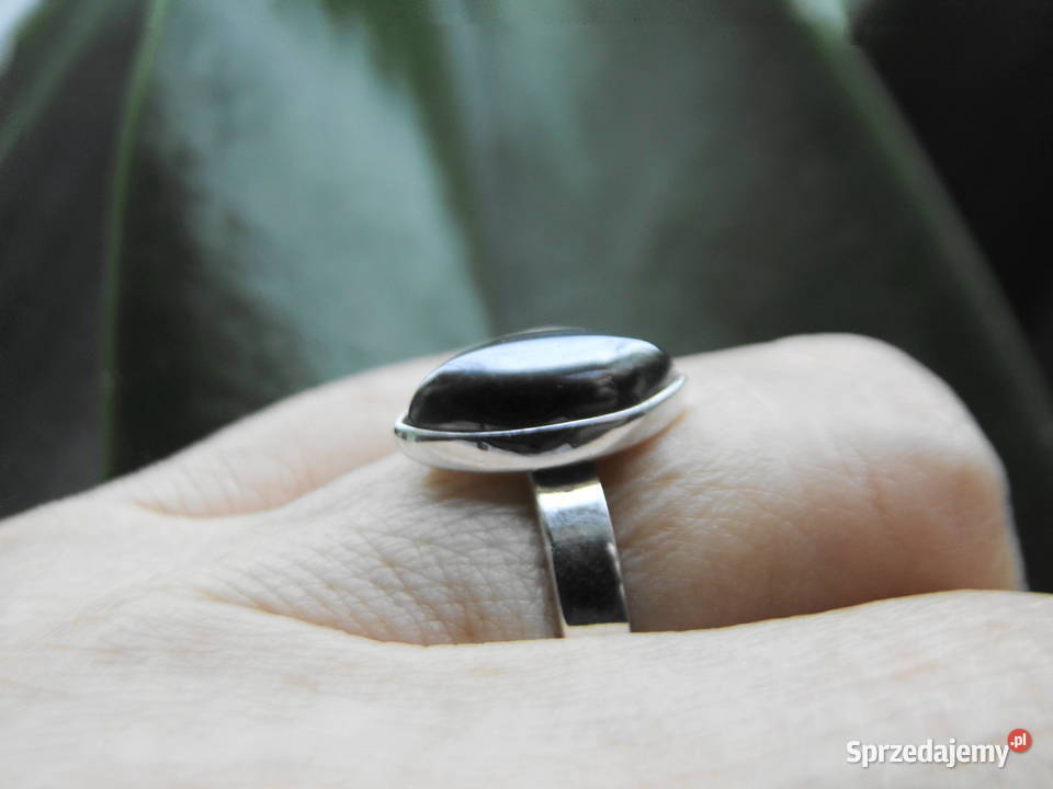 Pierścionek srebro i hematyt srebro Pierścionki Warszawa sprzedam