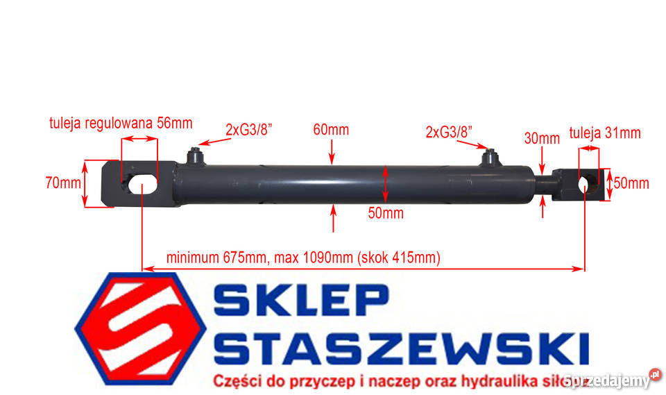 Siłownik HYDRAULICZNY cylinder TŁOK SKOK 415 kujawsko-pomorskie Solec Kujawski sprzedam