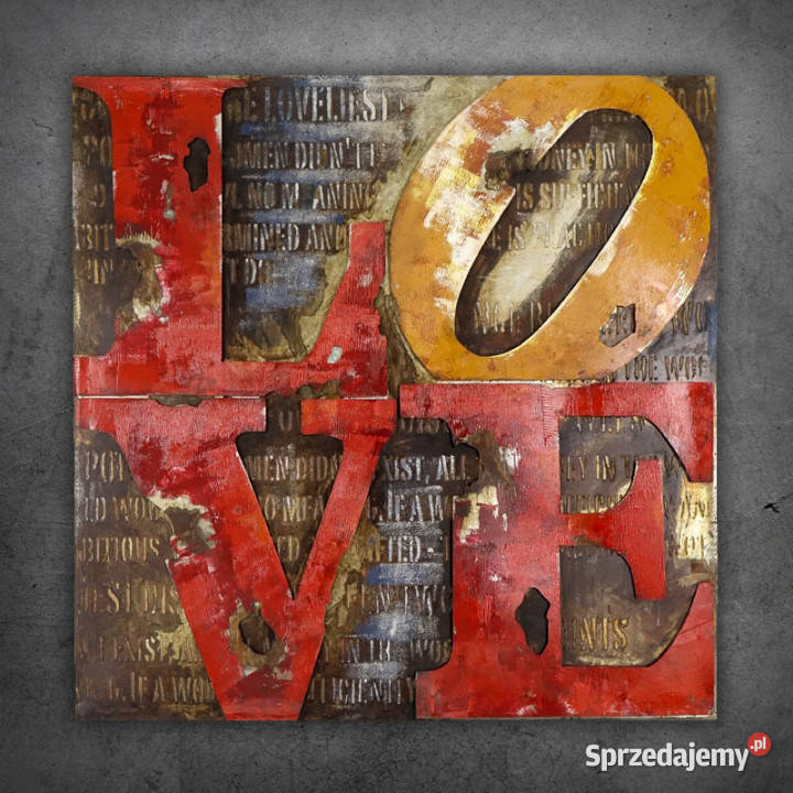 Obraz metalowy 3D LOFT SCRIPT LOVE 100x100 Chmielnik