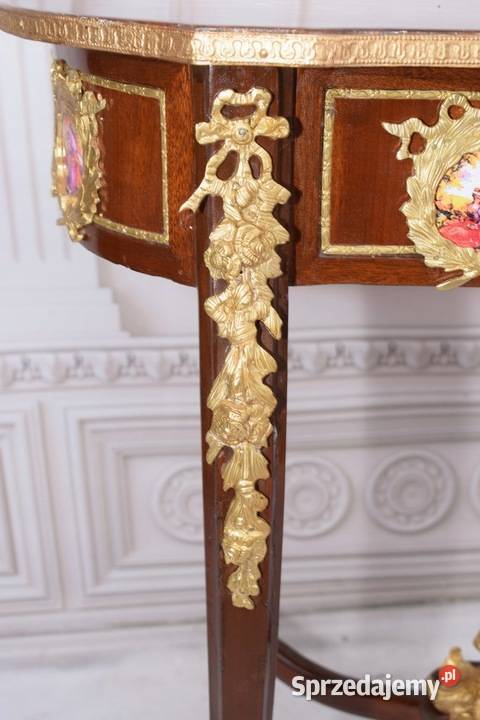 Barokowy Stolik Stół Medaliony Porcelanowe