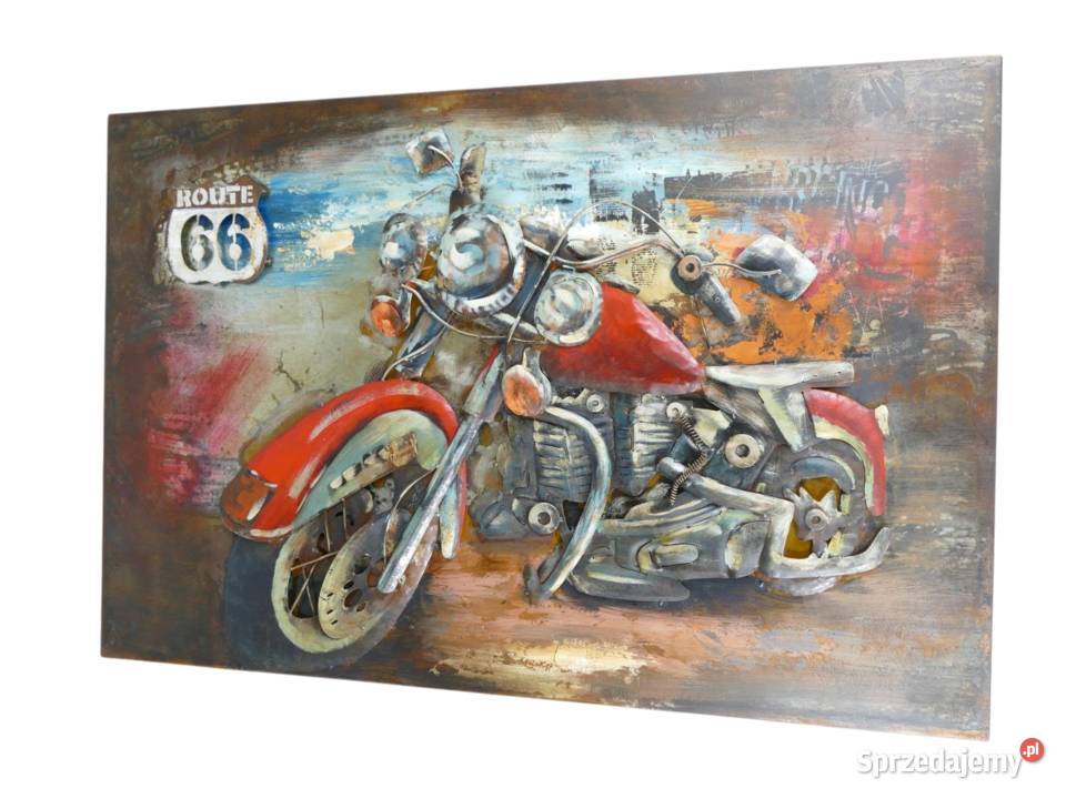 Metalowy obraz na ścianę 3D motocykl harley Antyki, Sztuka, Kolekcje Gizałki
