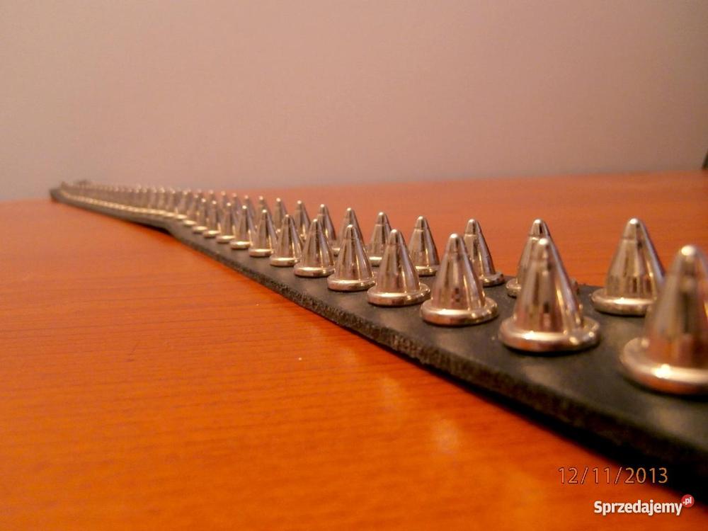 Pas skórzany ćwieki kolce Iłowo-Osada