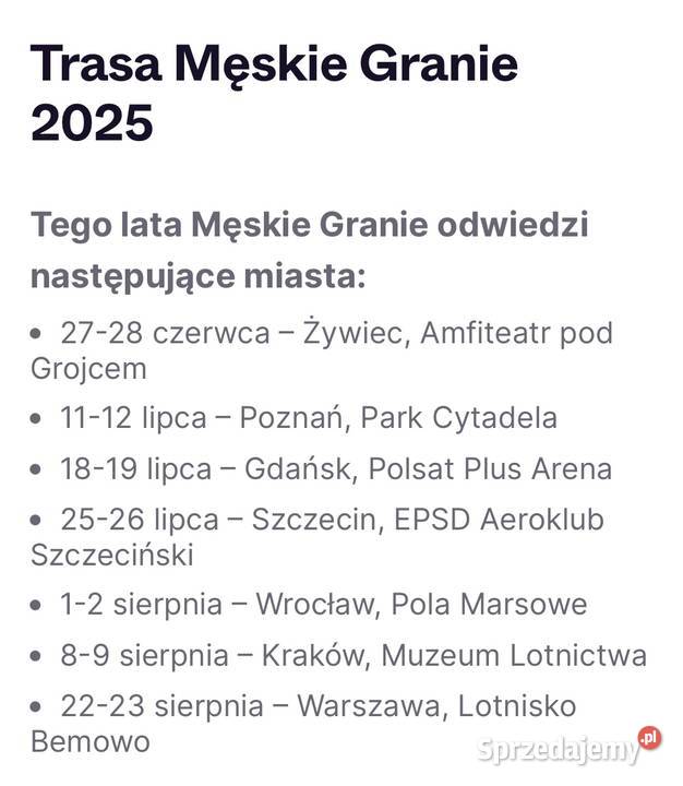 Podwójne bilety na Męskie granie Wrocław sprzedam