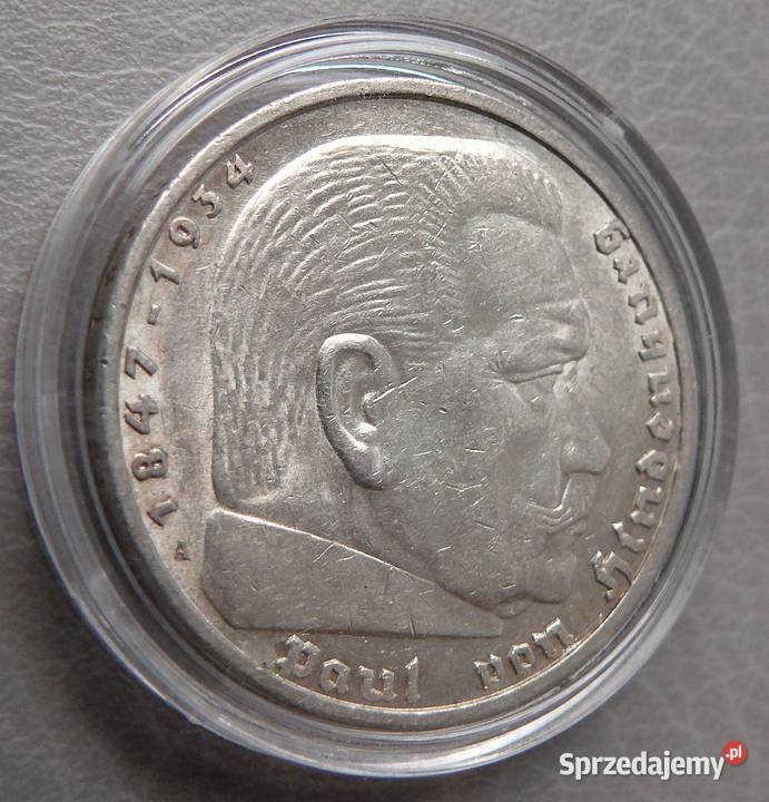 5 Reichsmark 1936 Hindenburg HK A Niemcy Szklarska Poręba