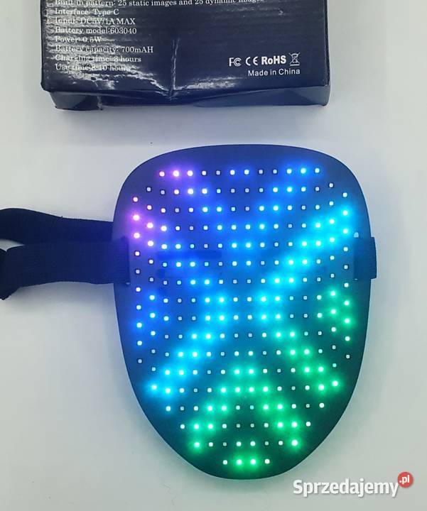 Maska na twarz z wyświetlaczem LED z możliwością Plastik
