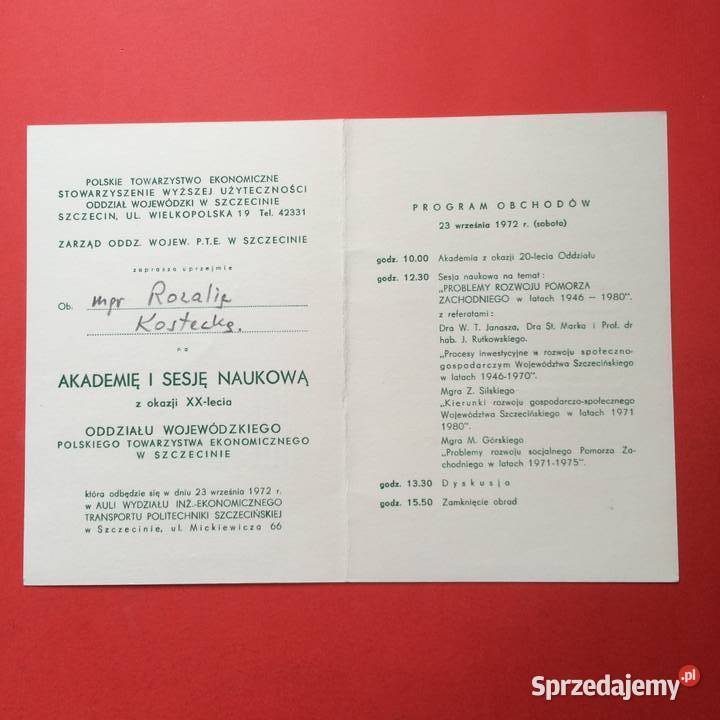 1931 Zaproszenie PTE Szczecin