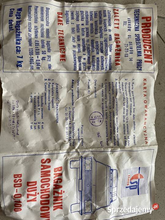 Bagażnik dachowy FSO Fiat BDS0100 Duży NOWY