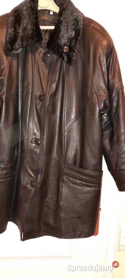 Kurtka z naturalnej skóry z futrzanym kołnierzem