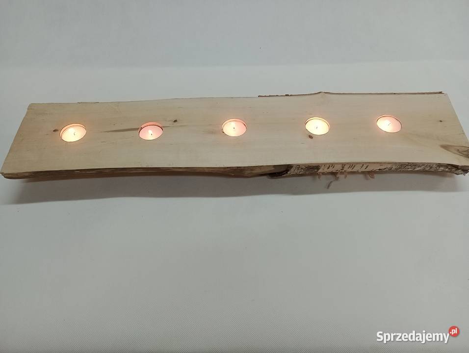 DUŻY DREWNIANY BRZOZOWY ŚWIECZNIK S106 735 Żagań