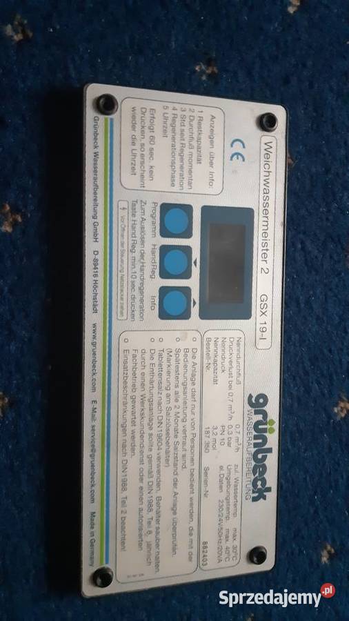 panel grunbeck gaz 191 19l 19i