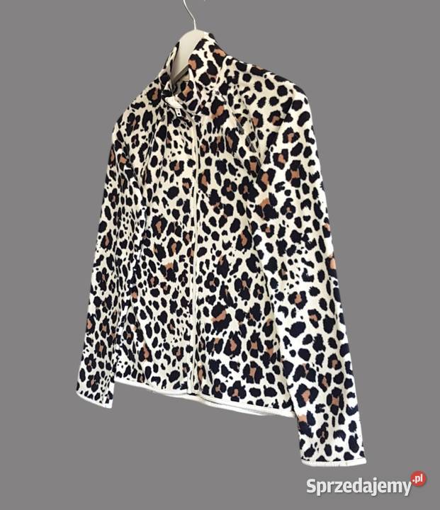 Sweter beżowoczarny w panterkę długim rękawem HM Chrzanów