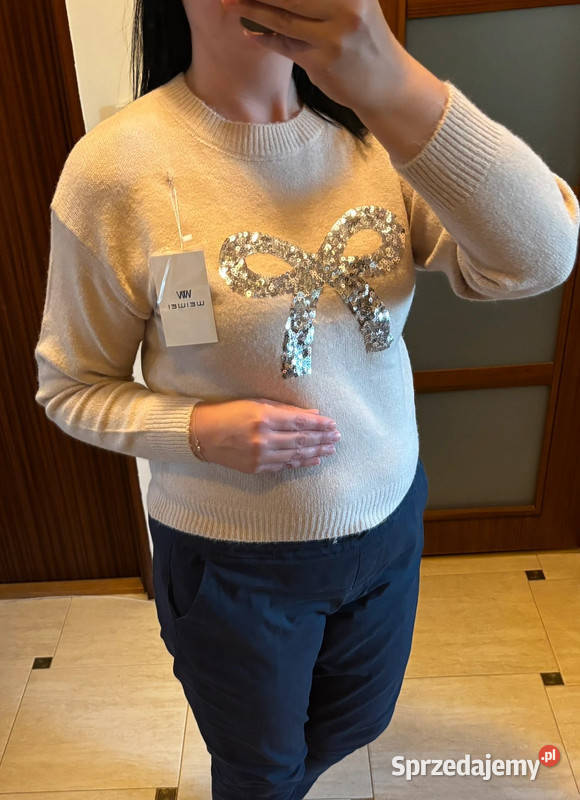 Sweter damski cekinowa kokarda Wei Wei