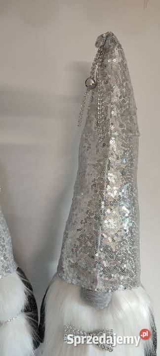 Skrzaty świąteczne para srebrny szary siwy Lipnica