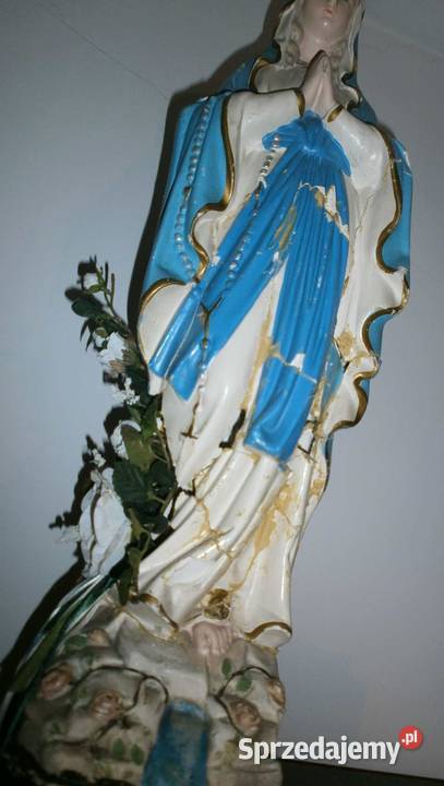 Duża i stara Figura Matki Boskiej Uszkodzona Antyki Kraków