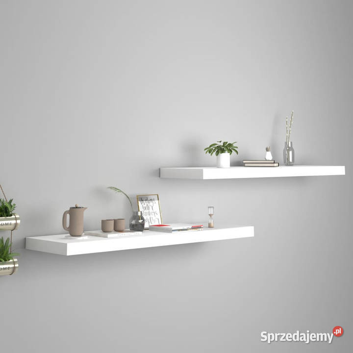 Półki ścienne 2 białe 90x235x38 MDF WM323818 Warszawa