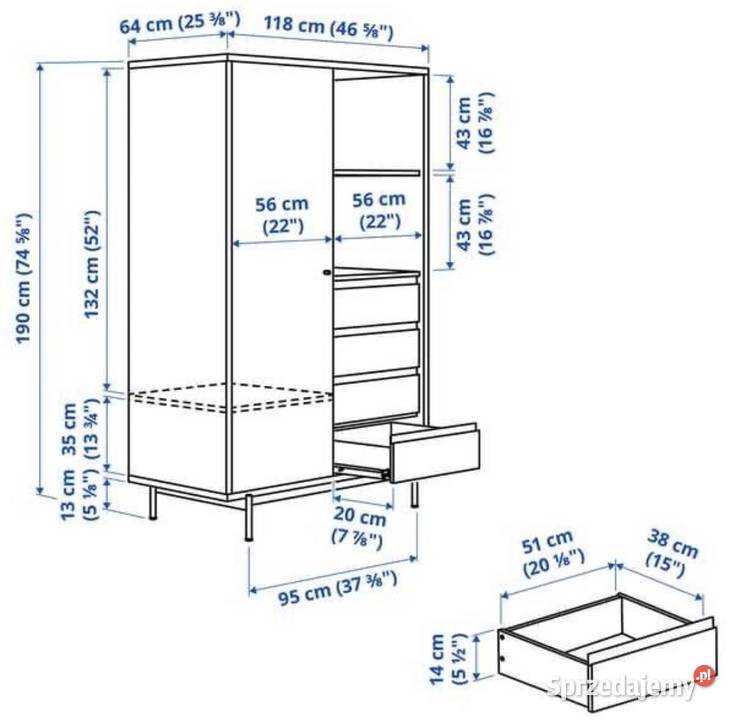Szafa w kolorze brązowy orzech Poznań