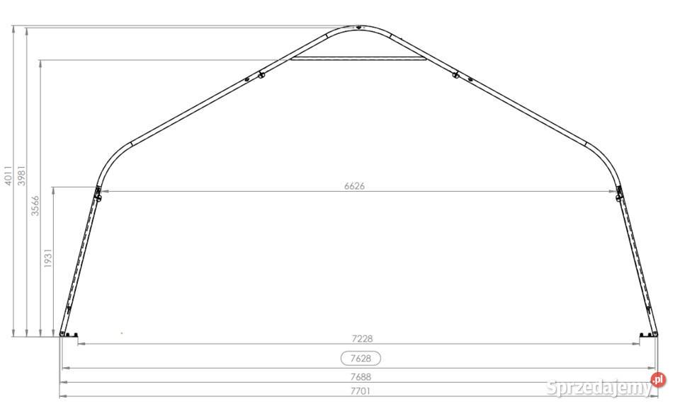 Hala namiotowa A25 77 x 4 x 166 m Żelazno