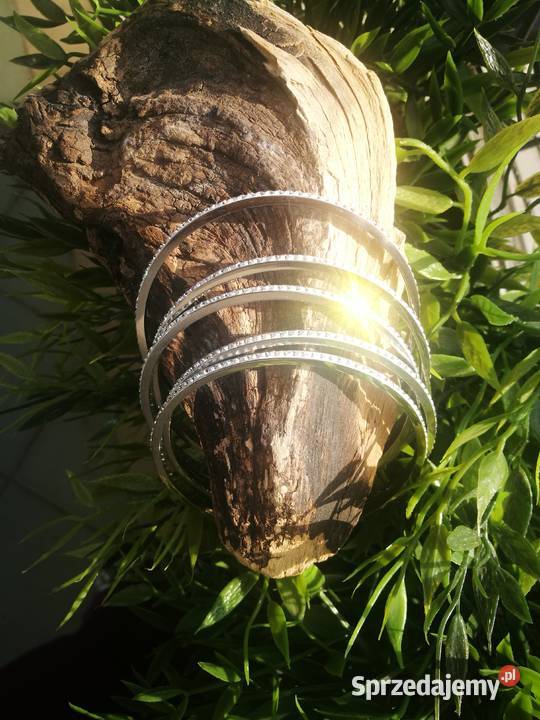 Bransoletka koło sztywna stal cyrkonie kryształy Pozostałe Warszawa