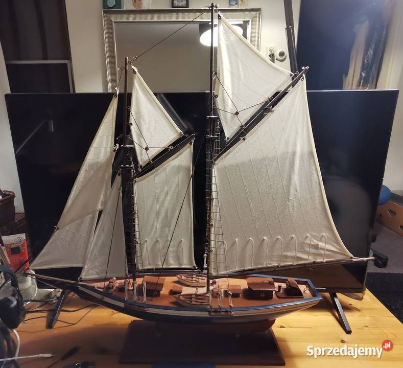 Jacht drewniany model łódka żeglarstwo dekoracja Łódź