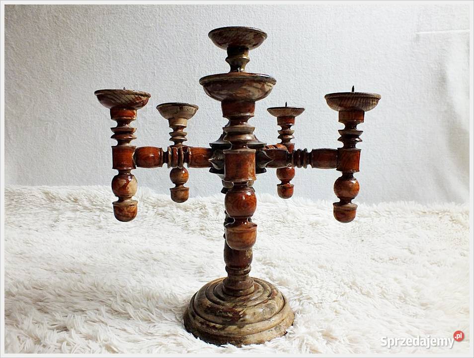 Ponury stary świecznik Wikingów drewniany lubuskie Żary