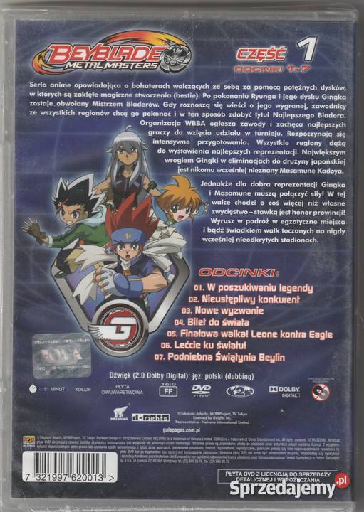 Beyblade Metal Masters cz1 odcinki 17 DVD Pruszków