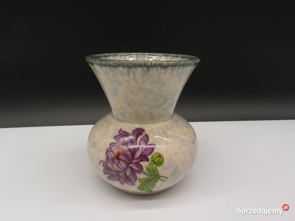 Ceramiczny Wazon wazonik Malowana Chryzantema Raszków