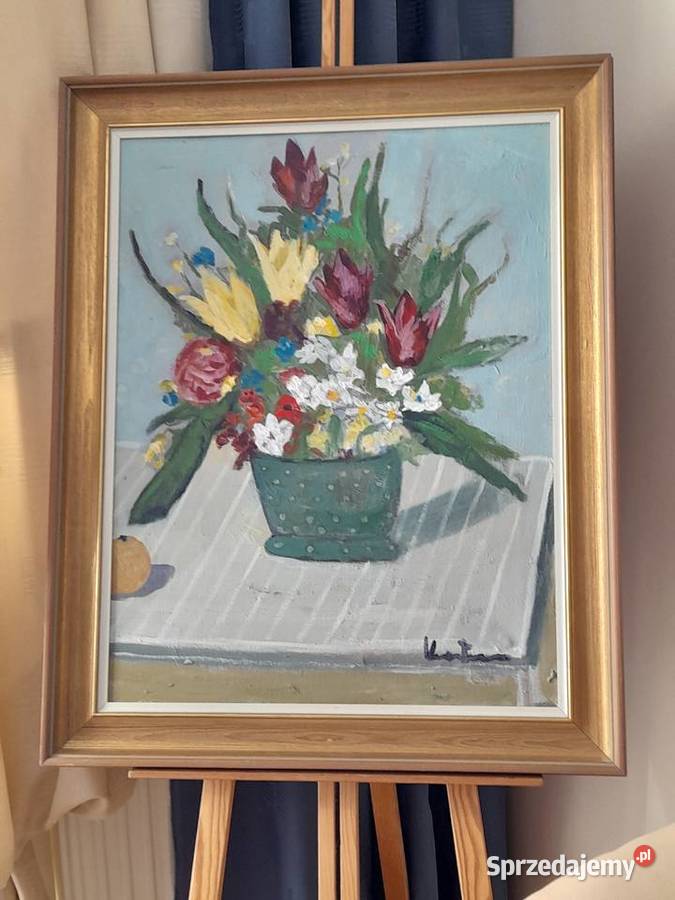 Kwiaty martwa natura obraz olejny płótno Malarstwo Iłża