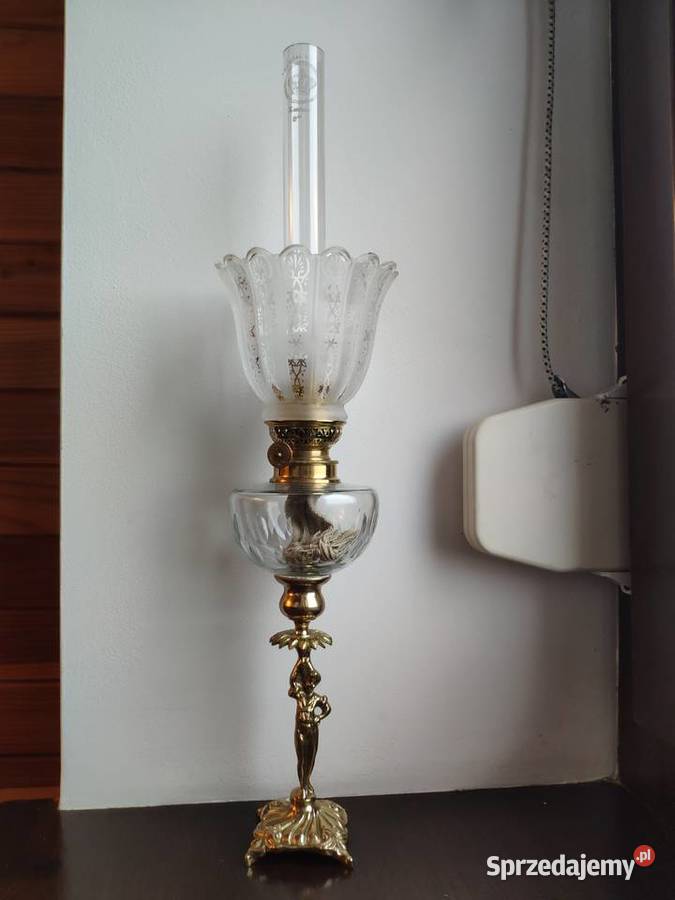 Stara mosiężna lampa naftowa BACCARAT XIX w n77 Kraków
