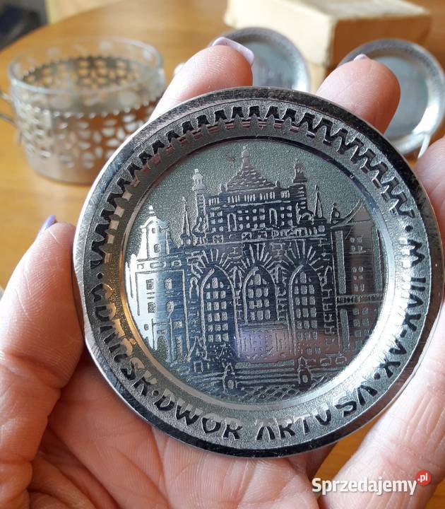 Cukiernica PRL lata 60 70 podstawki z miastem Antyki Gdynia