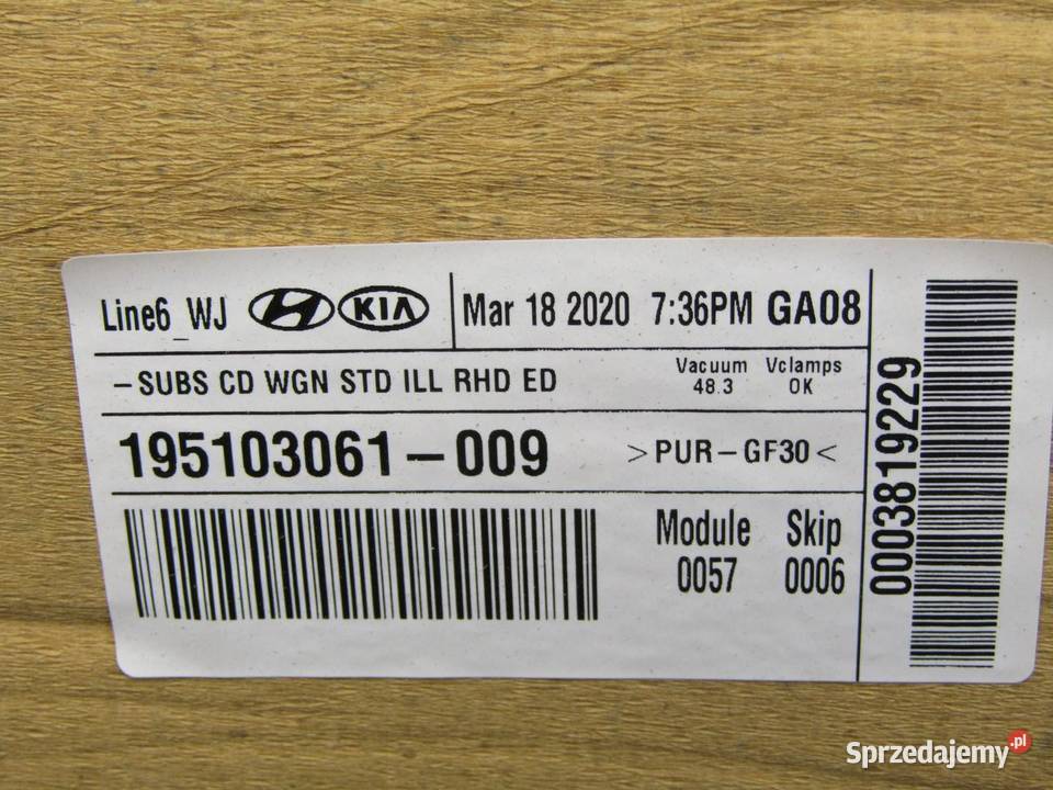 PODSUFITKA SUFIT JASNY KIA CEED III SW KOMBI Podsufitki