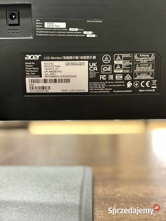 Monitor LED Acer EG220QPbipx 215 1920 x 1080 px 22" Elbląg sprzedam
