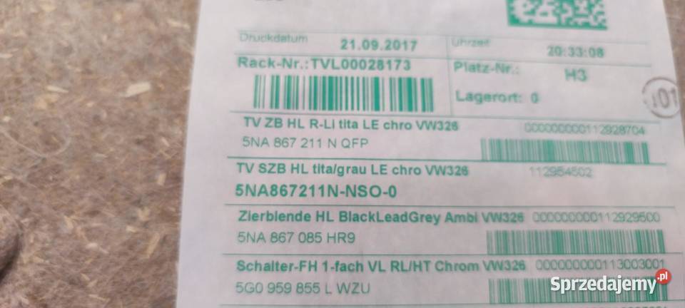 VW TIGUAN II BOCZEK DRZWI LEWY TYŁ 5NA867211N dolnośląskie