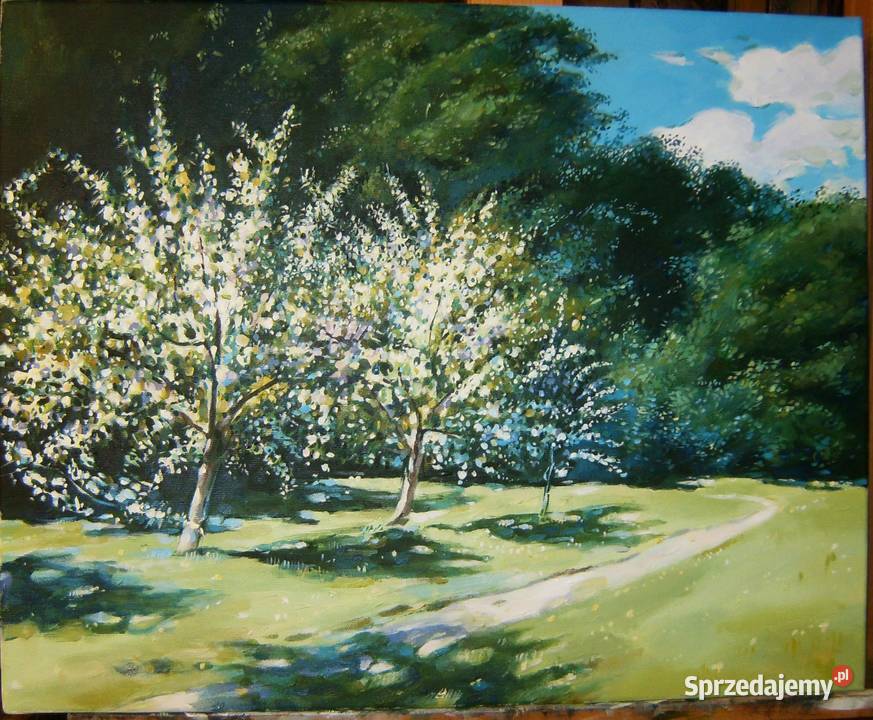 Wiosenny ogród obraz olejny na płótnie Toruń