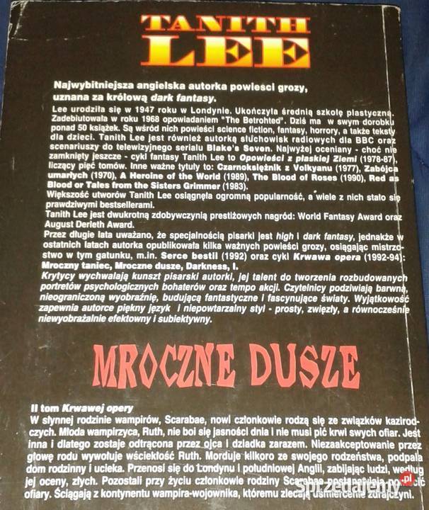 Mroczne dusze Tanith Lee Rok wydania 1996 Chełm sprzedam