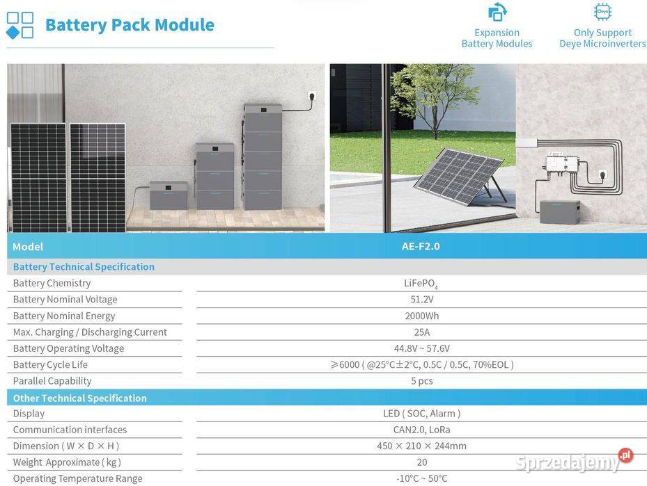 DEYE Balkonowy Magazyn Energii 2 kWh AEF20 Plug
