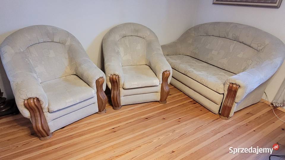 Stylowy komplet wypoczynkowy sofa + dwa fotele