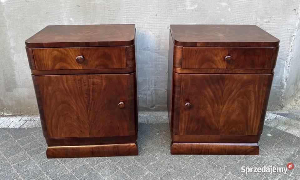 Stoliki Nocne Orzechowe Art Deco Komplet 2sztk