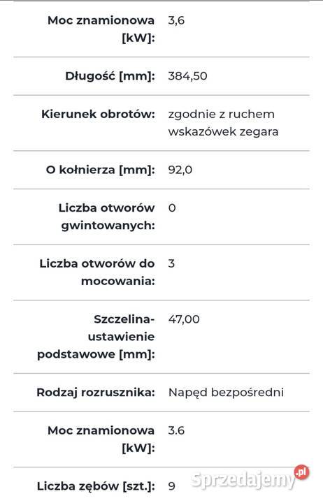 Rozrusznik Mercedes OM441LA 36kW 12V Nowy Żywiec