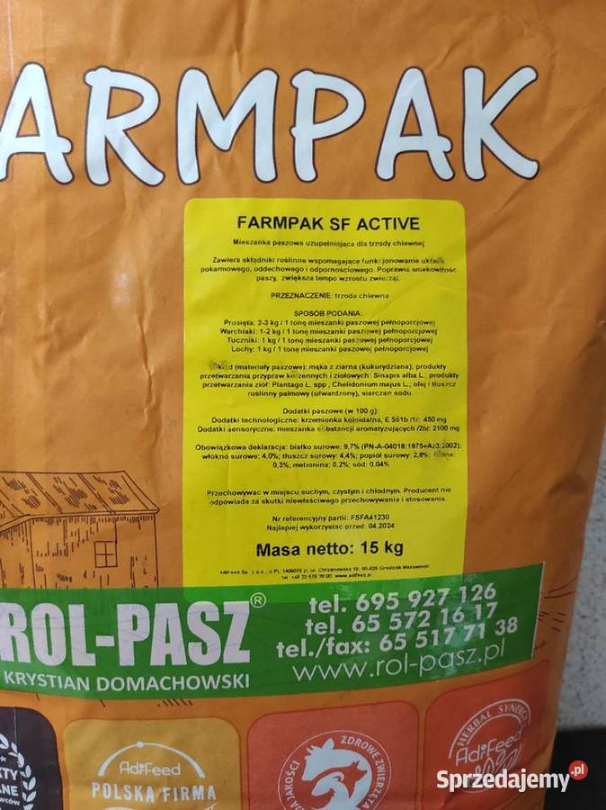 FARMPAK SF ACTIVE lepsza zdrowotność trzody Strzelce Wielkie sprzedam