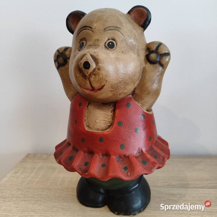 Dwie stare drewniane figurki Para misiów Wola Łużańska