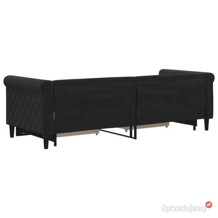 Sofa rozsuwana z szufladami czarna aksamit Warszawa