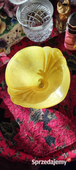 Duży puchar szkło kanelowane Wiedeń żółty dolnośląskie Wrocław