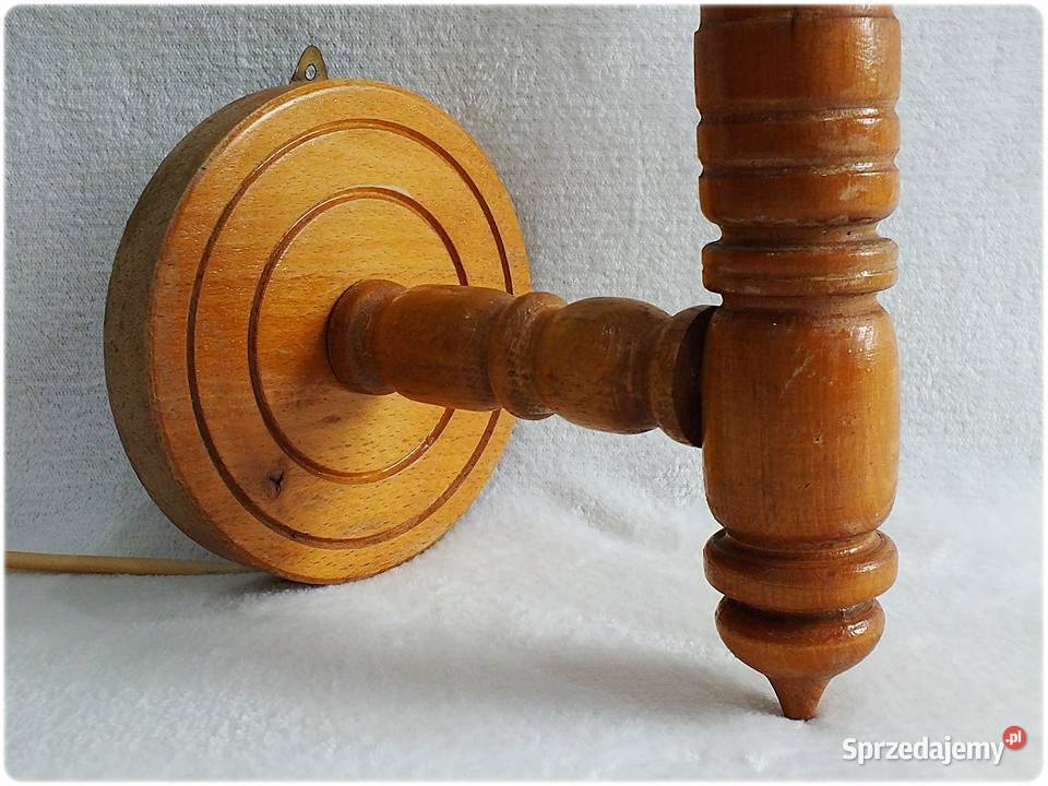 Stary Kinkiet drewniany Lampa ścienna z lat 5060 Żary