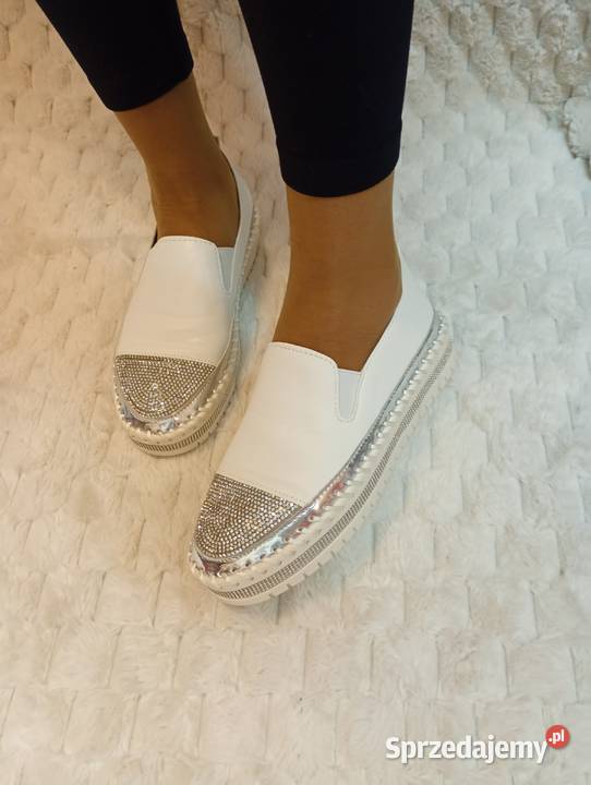 39 Białe bogato zdobione baleriny espadryle na 25.2cm Kraków