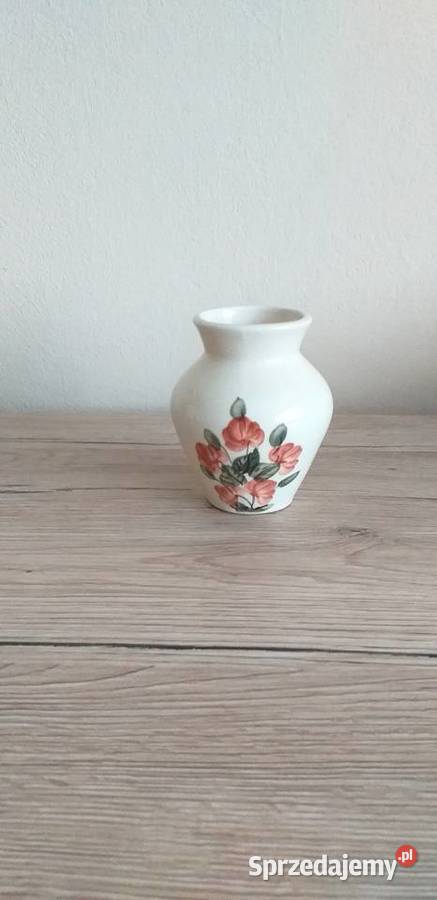 Biały ceramiczny wazonik prl Przedbórz