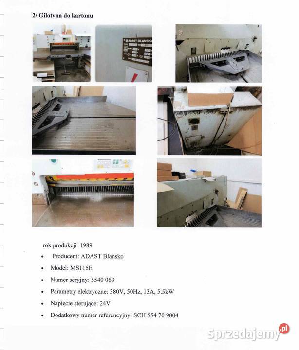 Gilotyna do kartonu Model MS115E Kraków sprzedam